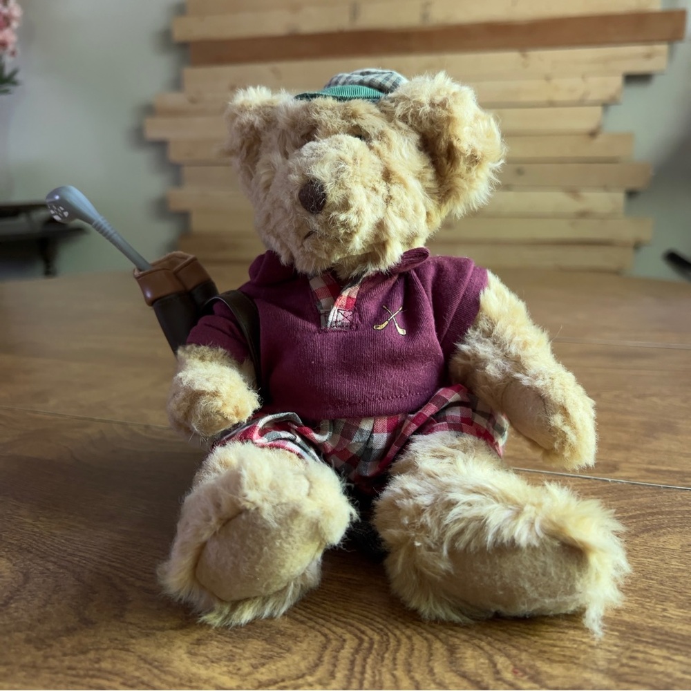 Russ Berrie Bears CHIP GOLFER Vintage Teddy Bear Stuffed Animal Toys